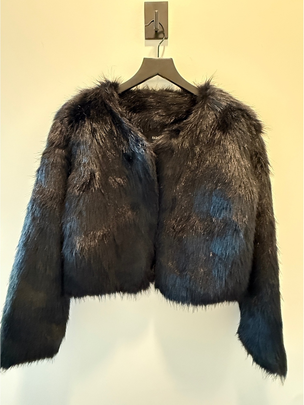 Fashion Nova Black Faux Fur Jacket | Size Small